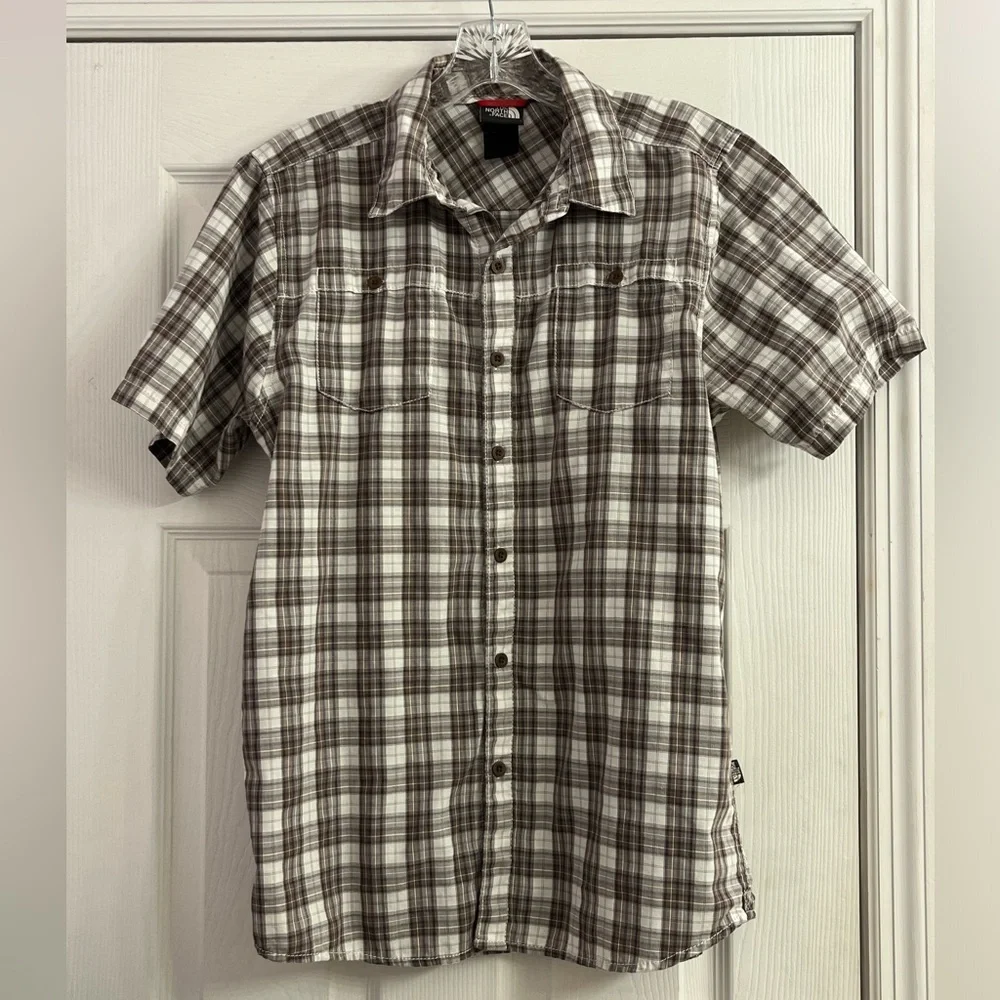 The North Face Men’s White & Brown Checkered Shirt Size Small